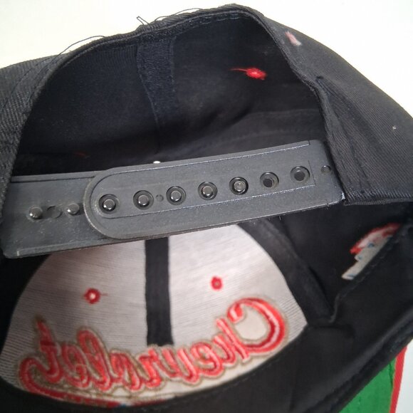 Vintage 1990s Chevrolet Cap Hat Black Red Auto Racing Script Embroidered #1 Team - Picture 6 of 15